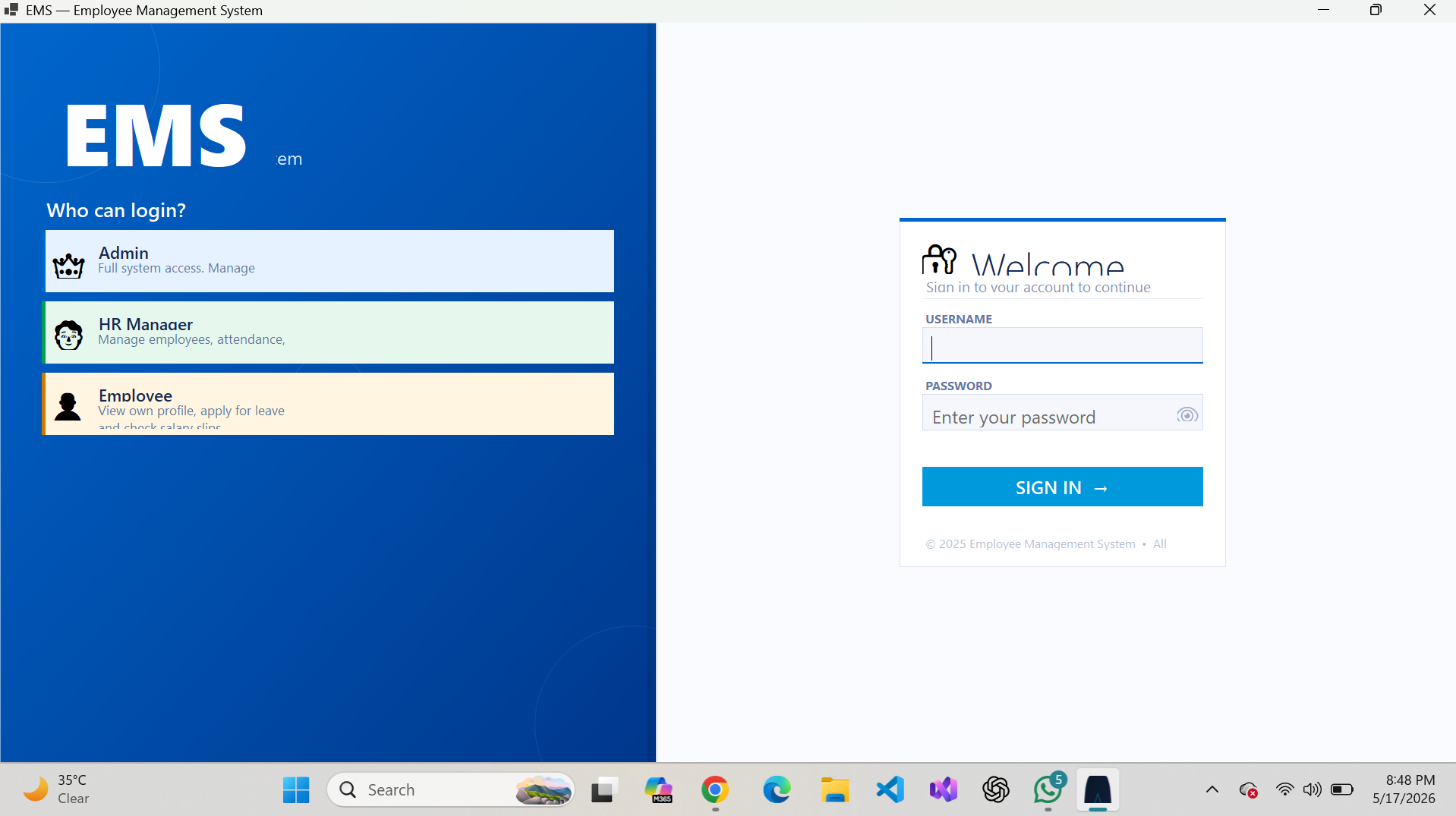 Employee Management System developed